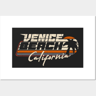 Venice Beach California vintage sunset retro 80s eighties distressed Posters and Art